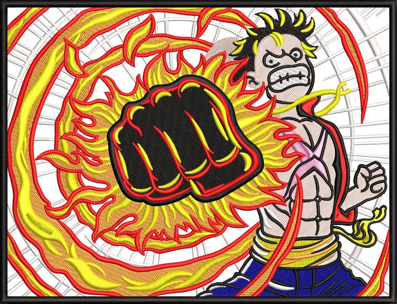  Luffy Fire Fist Attack Embroidery Art  embroidery pattern preview