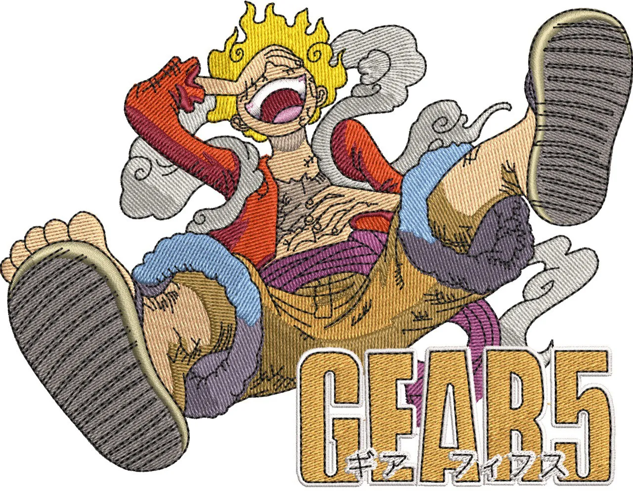  Luffy Gear 5 Embroidered Patch Style  embroidery pattern preview