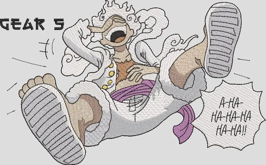  Luffy Gear 5 Laughing Embroidery Style  embroidery pattern preview