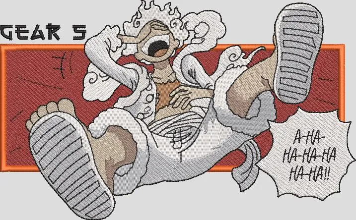  Luffy Gear 5 Laughing Patch Style  embroidery pattern preview