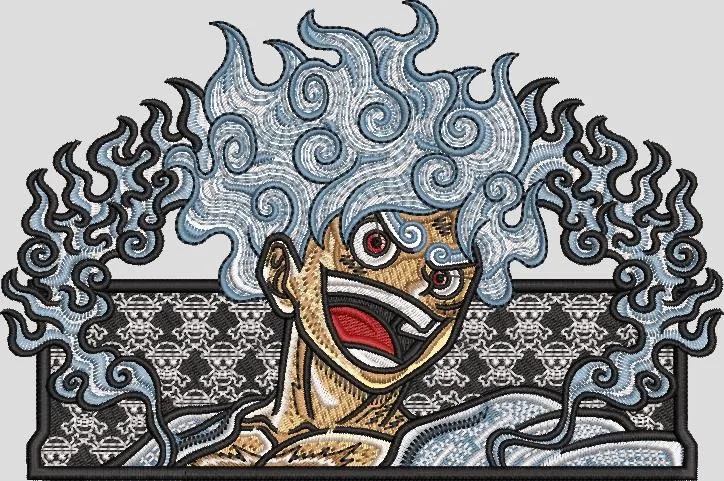  Luffy Gear Five Embroidered Patch  embroidery pattern preview