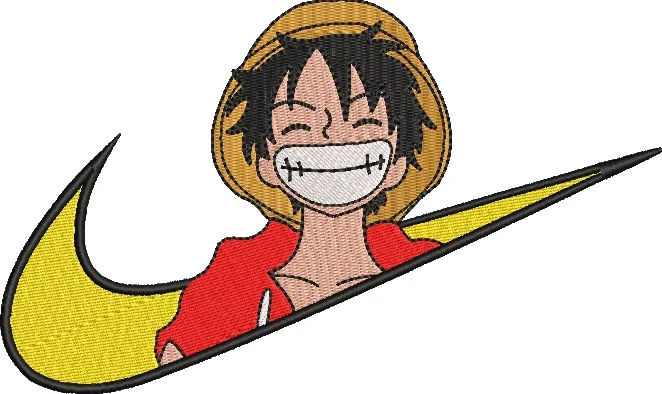  Luffy Inside Yellow Nike Swoosh  embroidery pattern preview