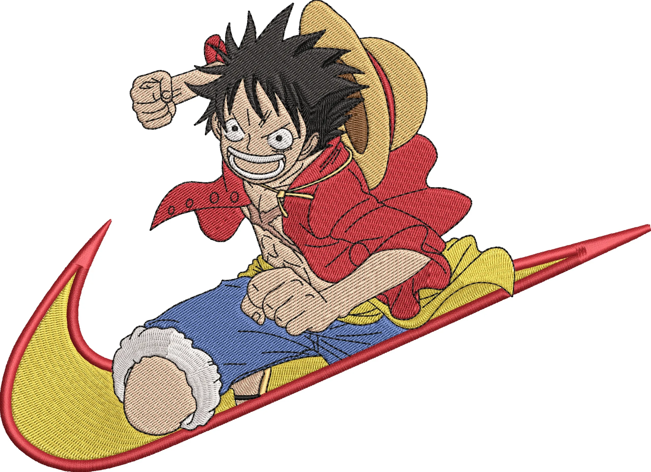  Luffy Riding Nike Swoosh Embroidery  embroidery pattern preview