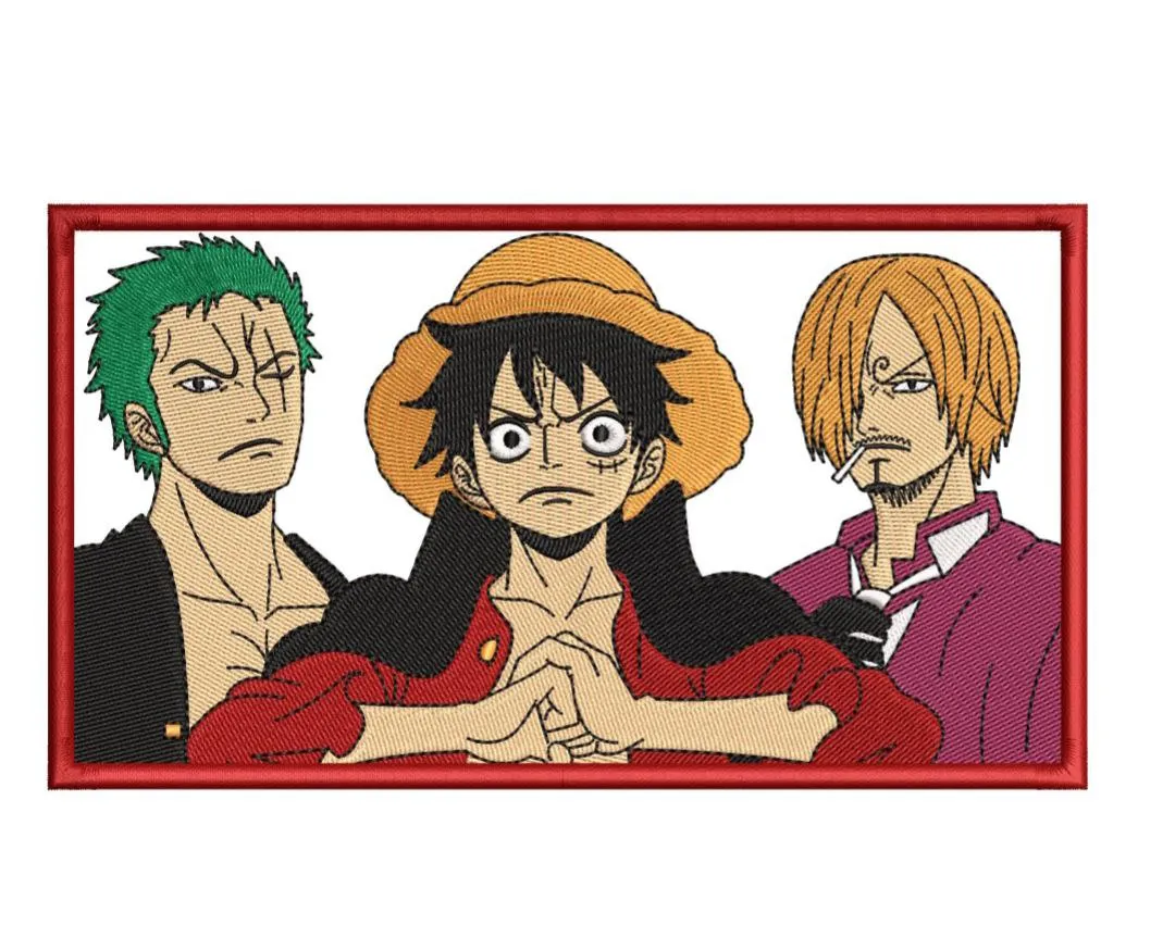 Luffy Zoro Sanji One Piece Rectangular Patch  embroidery pattern preview
