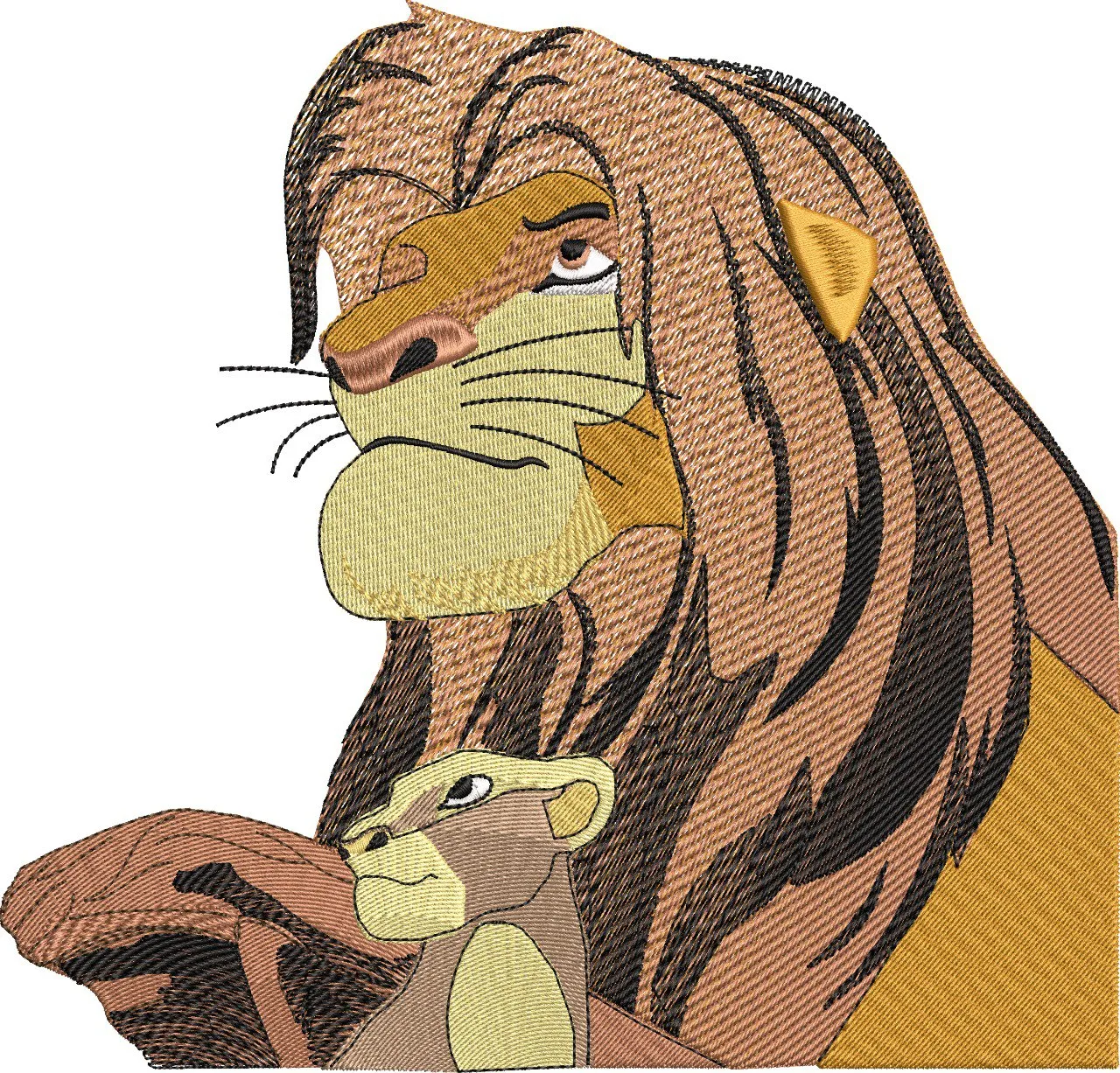  Majestic Lion with Cub Embroidery  embroidery pattern preview