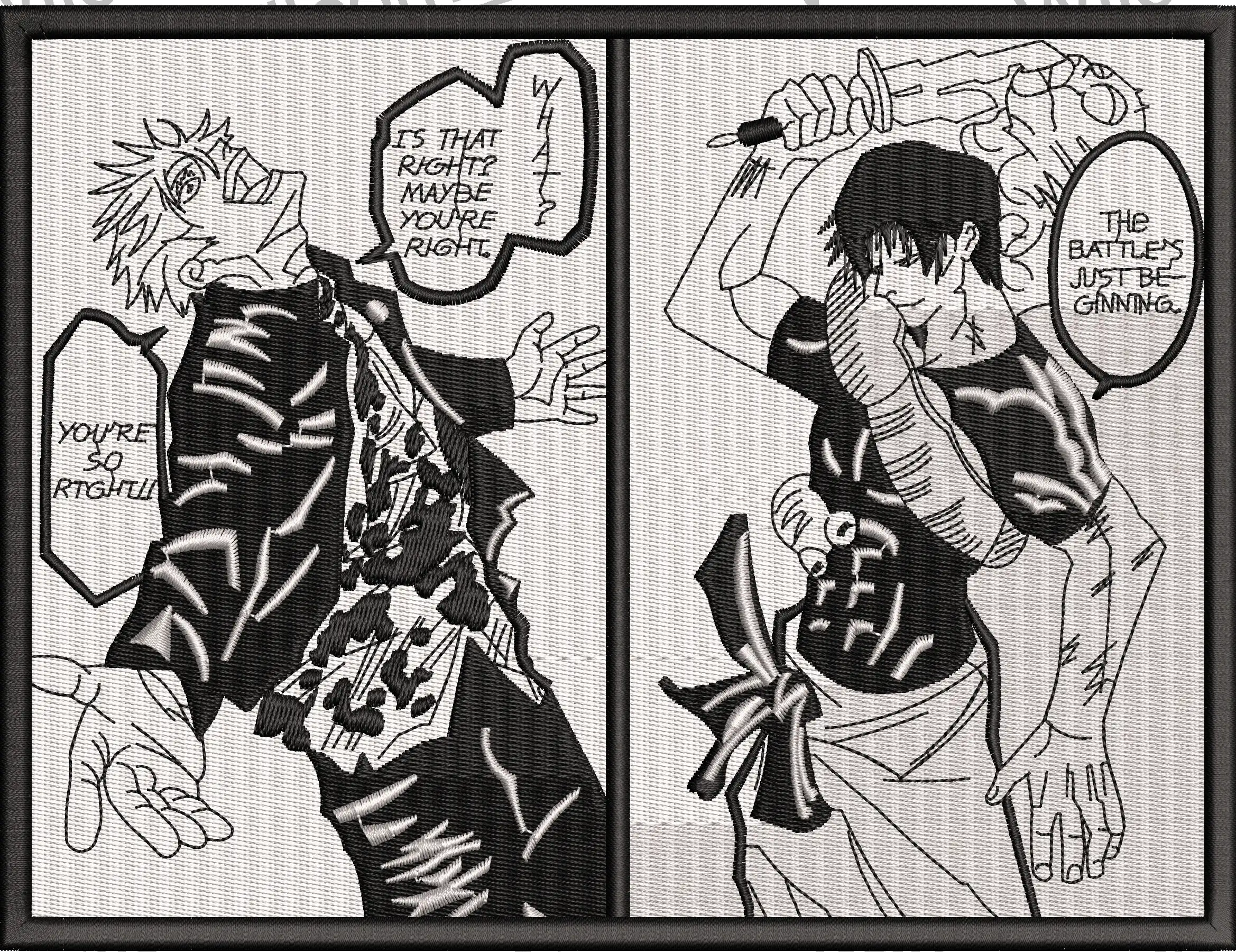  Manga Style Duel Two Male Fighters Black and White  embroidery pattern preview