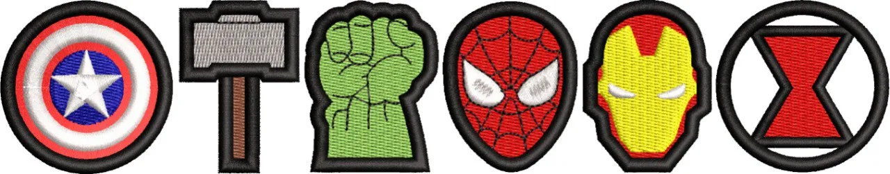  Marvel Avengers Icon Set Embroidered Patch Style  embroidery pattern preview