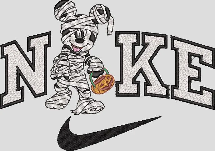  Mickey Mouse Mummy in Nike Logo Halloween Theme  embroidery pattern preview