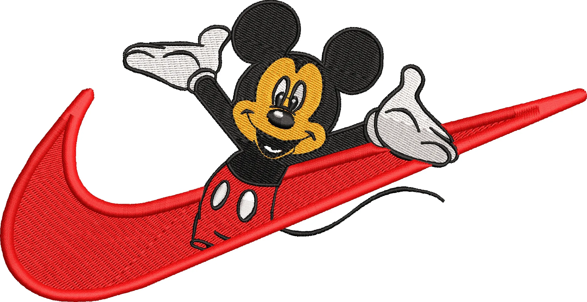  Mickey Mouse with Red Nike Swoosh  embroidery pattern preview