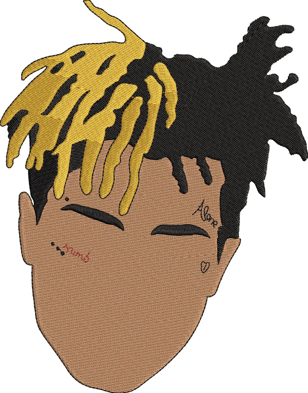  Minimalist Face with Dreadlocks and Face Tattoos  embroidery pattern preview