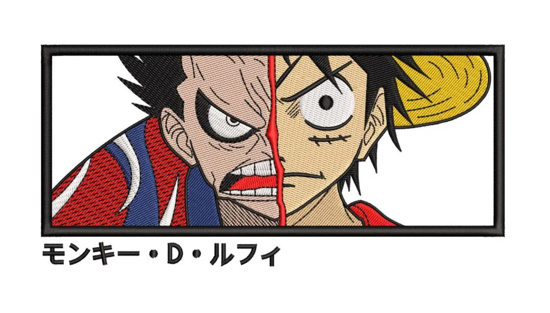  Monkey D Luffy Gear Transformation Split Face  embroidery pattern preview