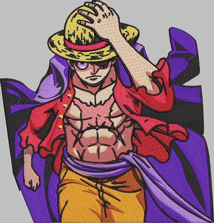  Monkey D Luffy Running Embroidered Patch Style  embroidery pattern preview