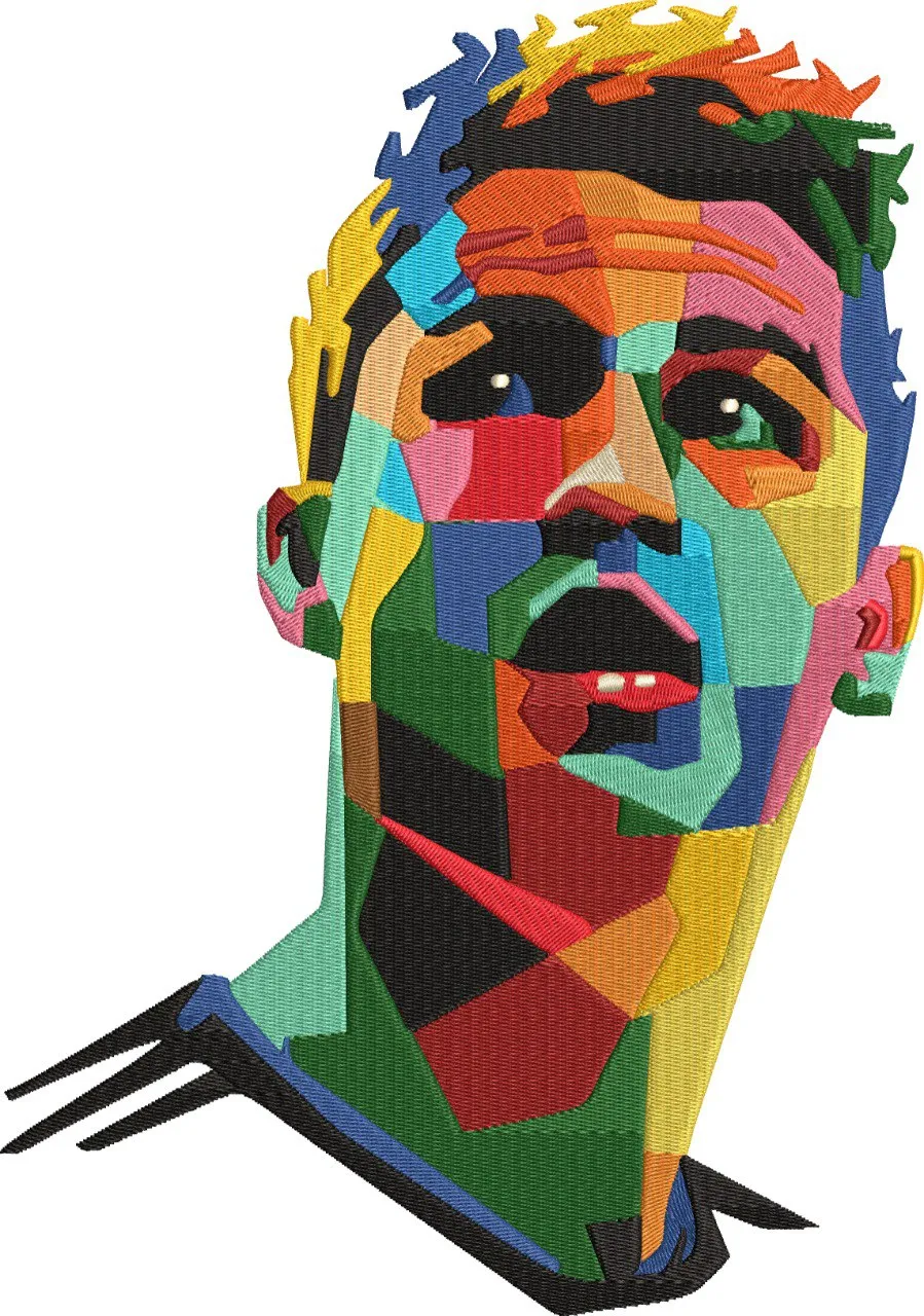  Multicolor Geometric Male Portrait  embroidery pattern preview