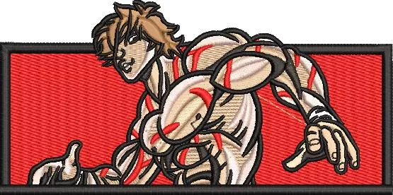  Muscular Anime Fighter with Red Markings  embroidery pattern preview