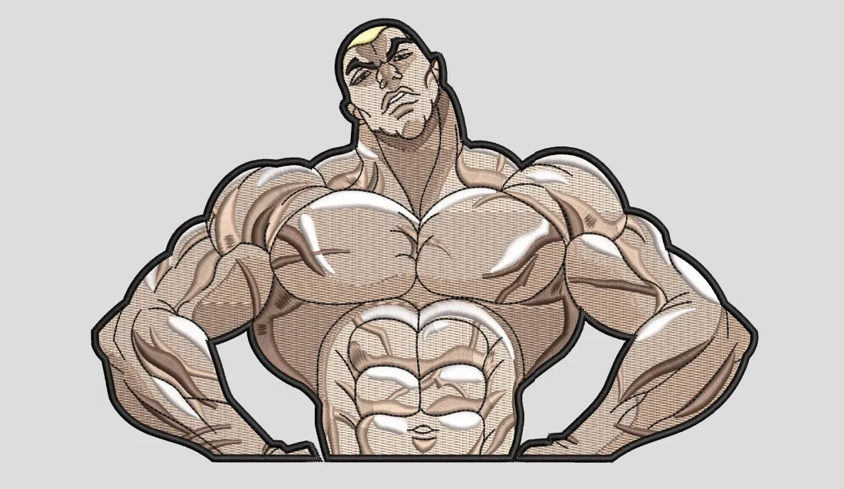  Muscular Cartoon Man with Confident Pose  embroidery pattern preview