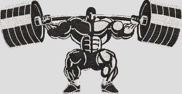  Muscular Man Powerlifting Heavy Barbell  embroidery pattern preview
