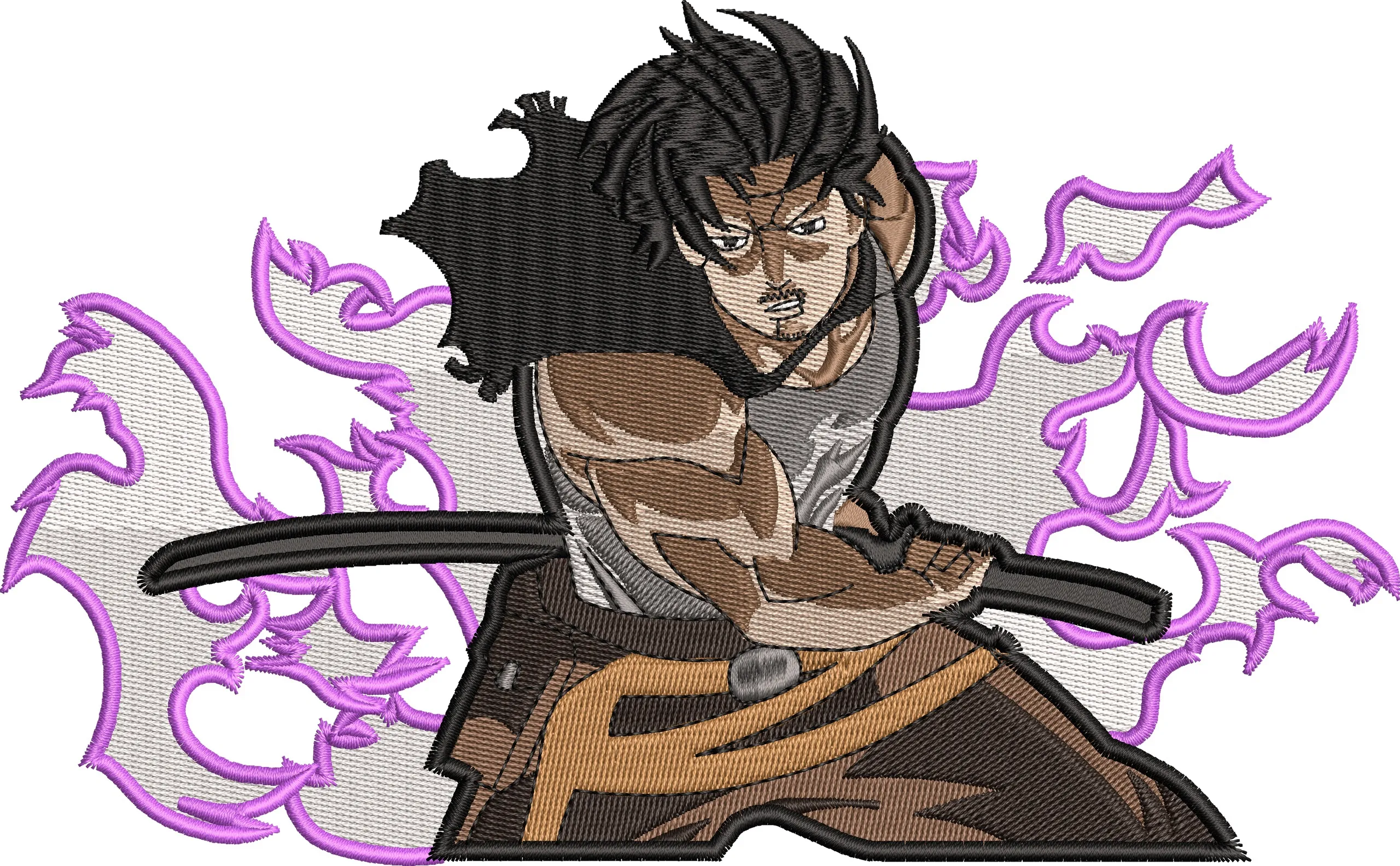  Muscular Swordsman with Purple Energy  embroidery pattern preview