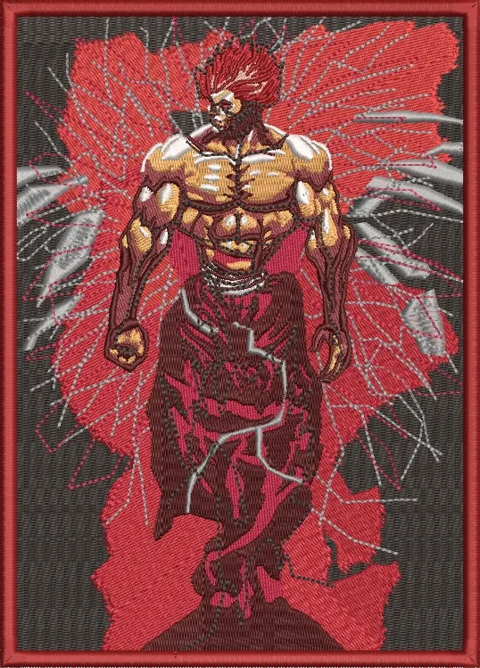  Muscular Warrior with Fiery Aura  embroidery pattern preview
