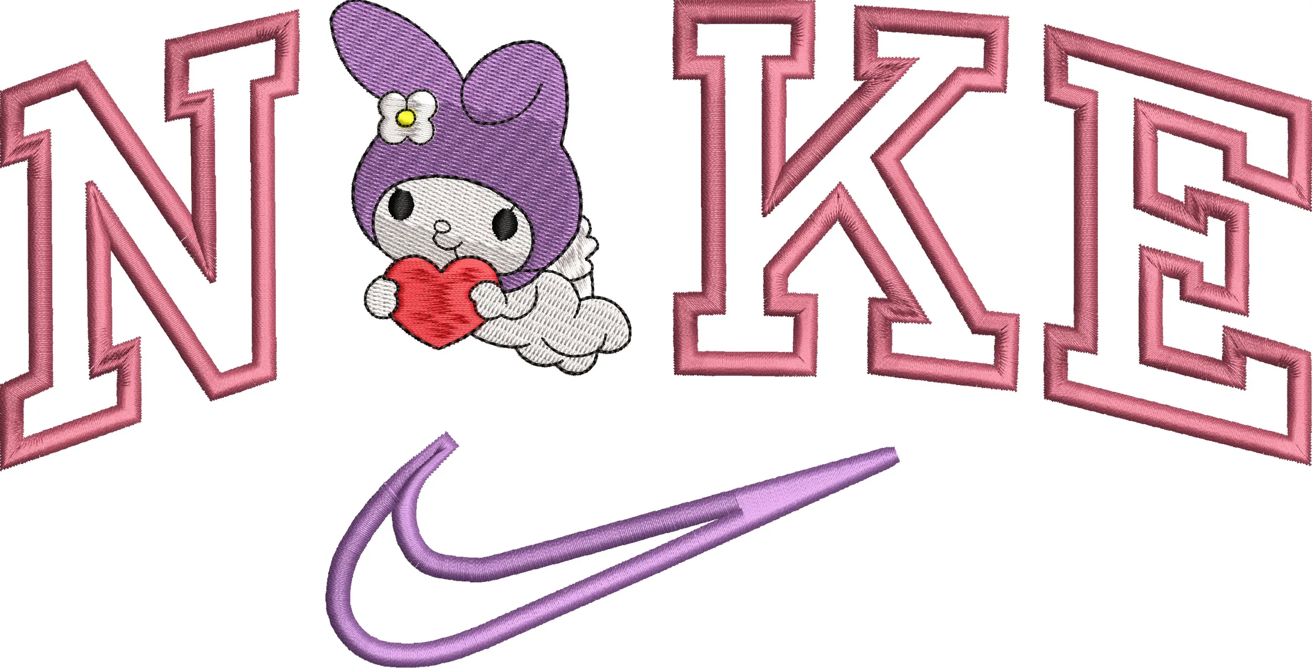  My Melody Holding Heart in Nike Logo  embroidery pattern preview