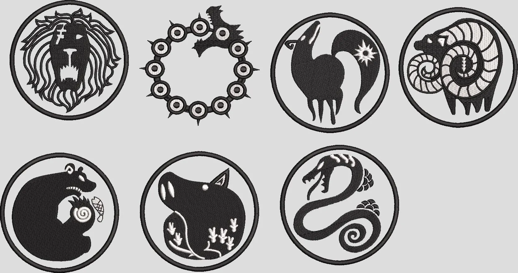  Mythical Zodiac Animals Emblems  embroidery pattern preview