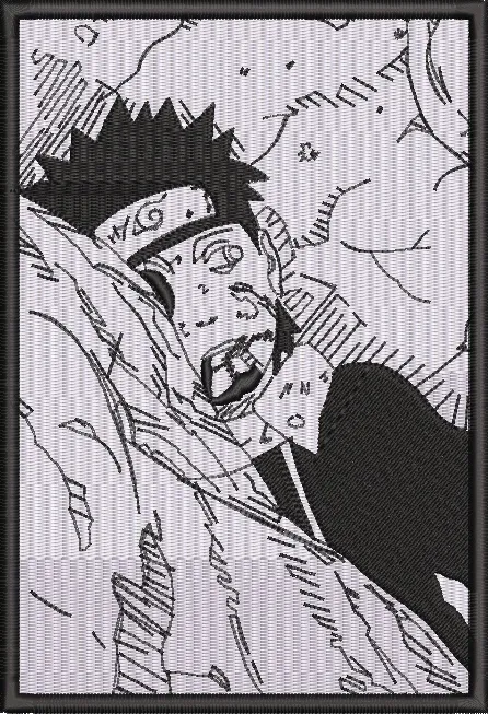  Naruto Uzumaki Battle Scene Black and White Patch  embroidery pattern preview