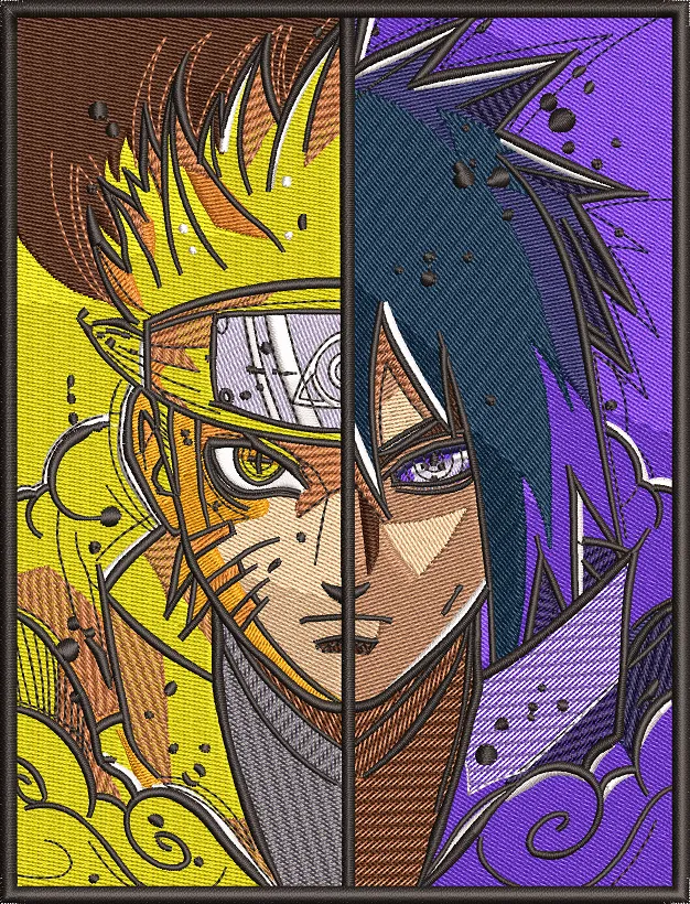  Naruto and Sasuke Split Face Embroidery  embroidery pattern preview