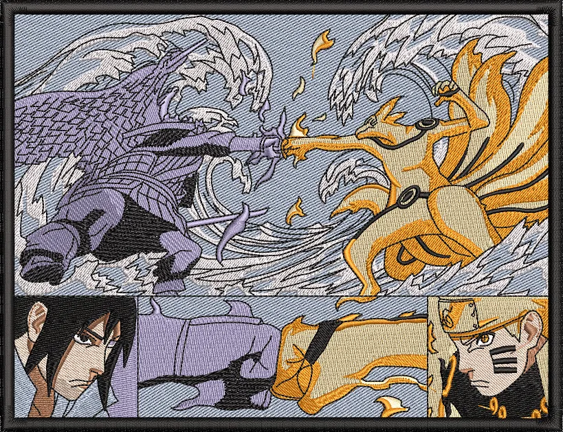  Naruto vs Sasuke Epic Battle Embroidery Style  embroidery pattern preview