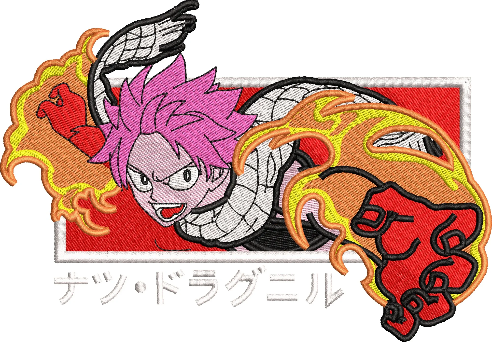  Natsu Dragneel Fire Fist Embroidered Patch  embroidery pattern preview