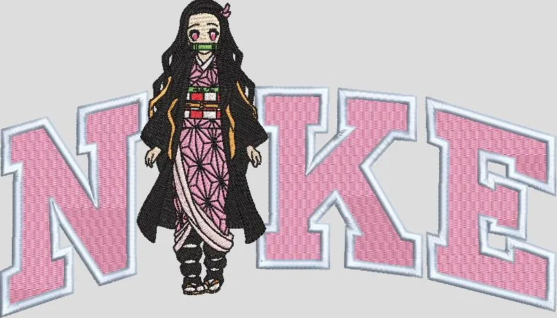  Nezuko Kamado with Nike Logo  embroidery pattern preview