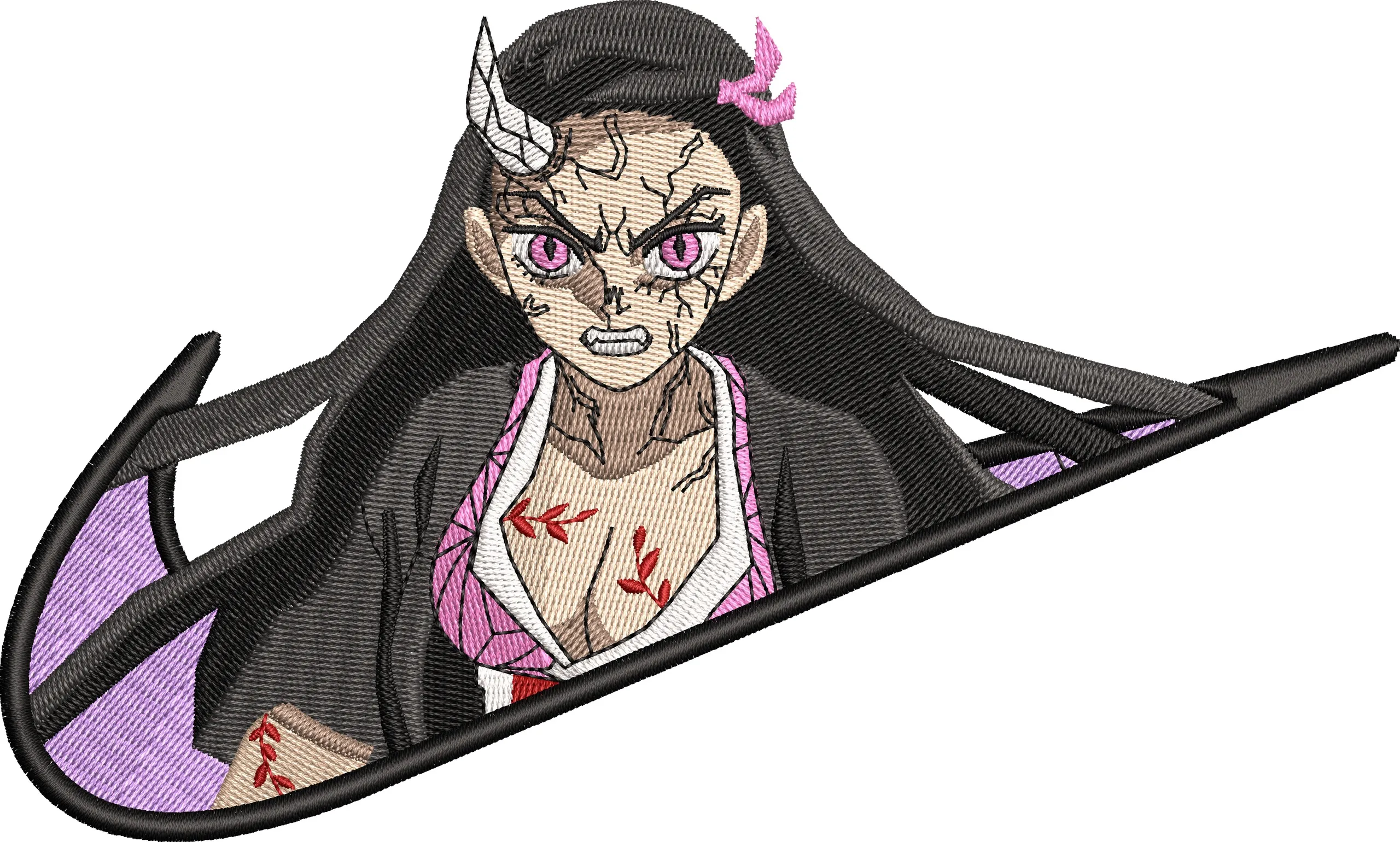  Nezuko in Nike Swoosh Demon Form  embroidery pattern preview