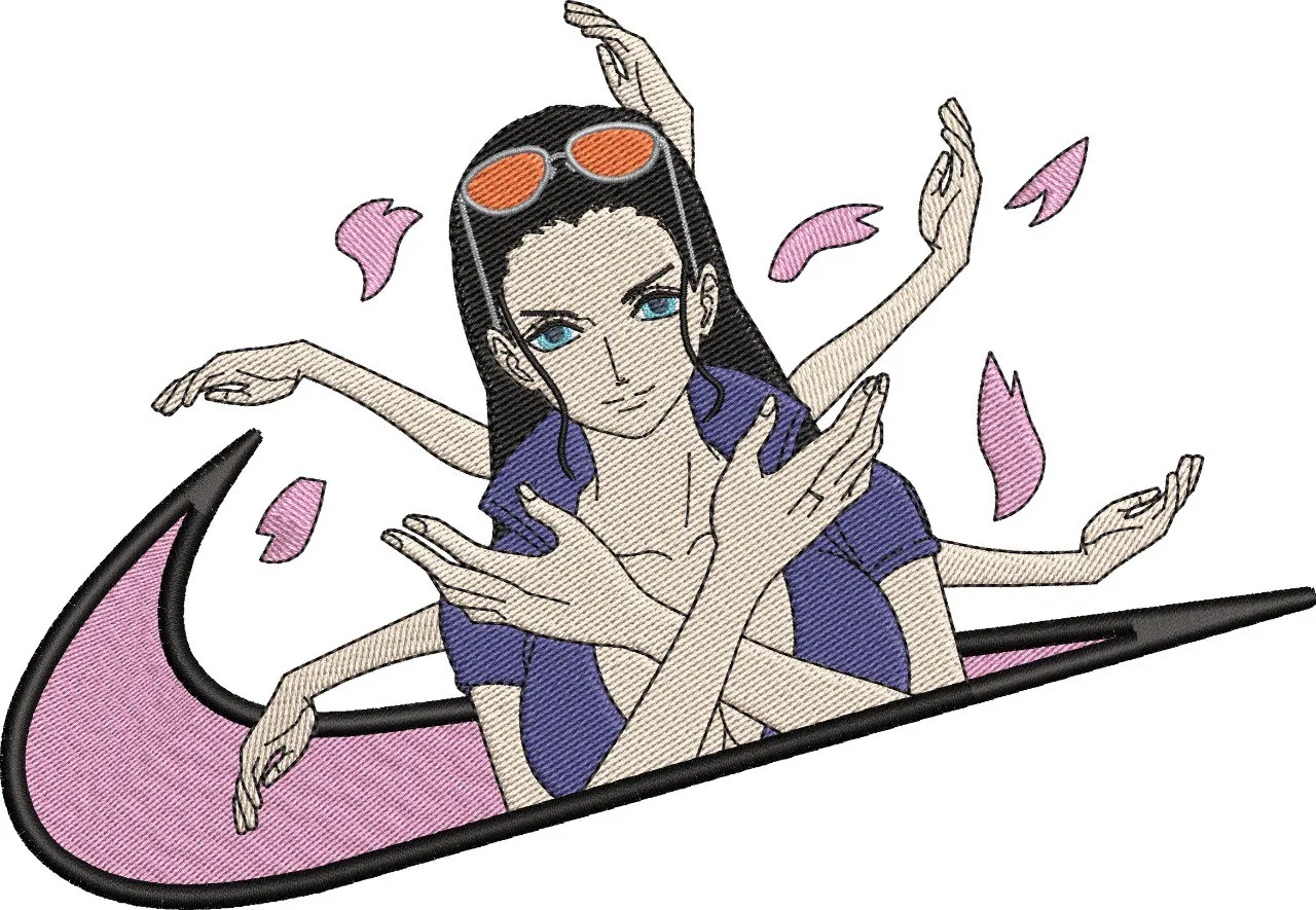  Nico Robin with Nike Swoosh Embroidery  embroidery pattern preview