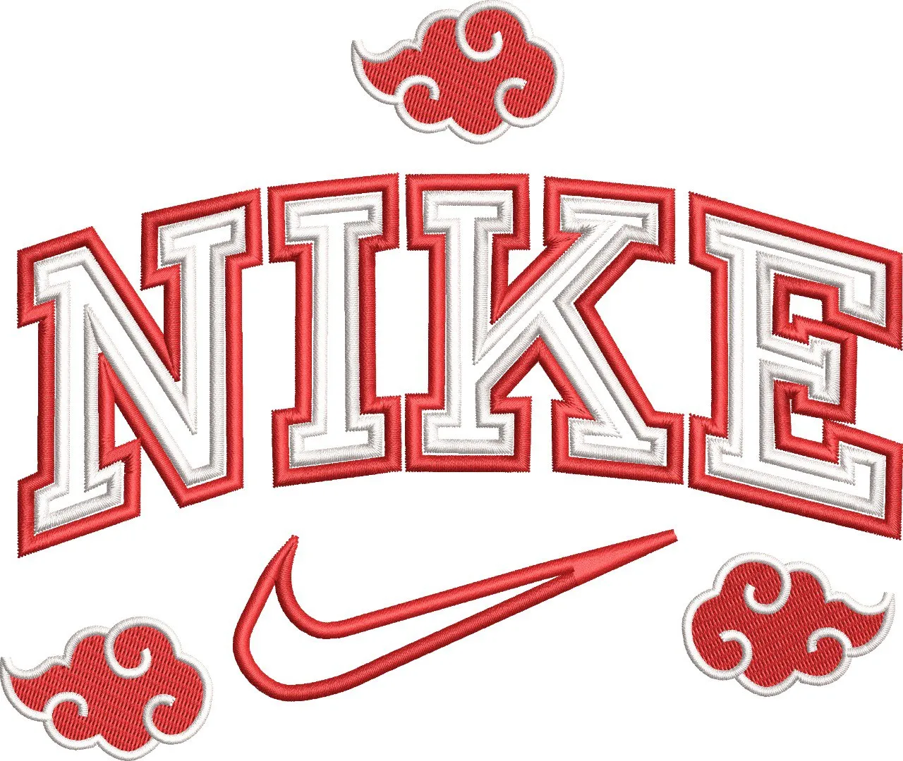  Nike Logo with Akatsuki Clouds Embroidery  embroidery pattern preview