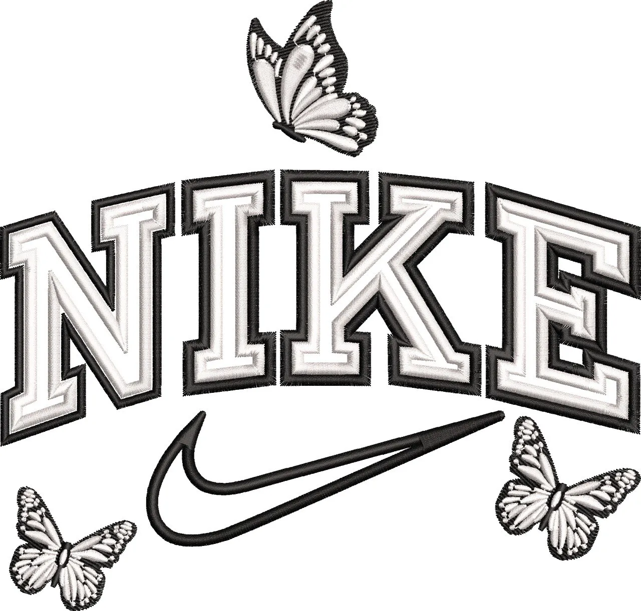  Nike Logo with Butterflies Embroidery  embroidery pattern preview
