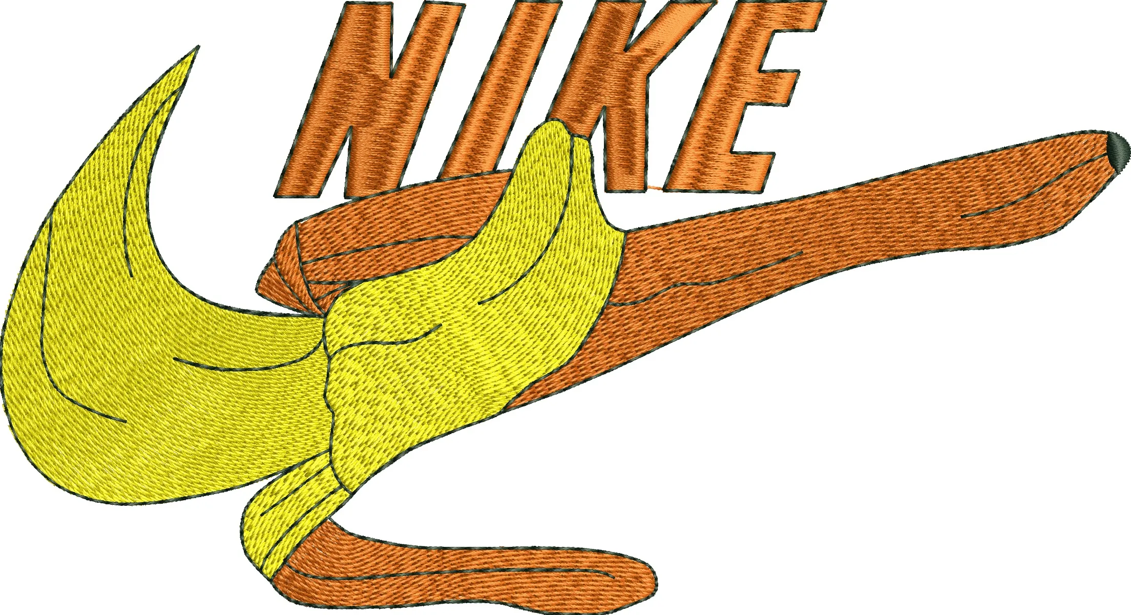  Nike Logo with Cartoon Banana Horns  embroidery pattern preview