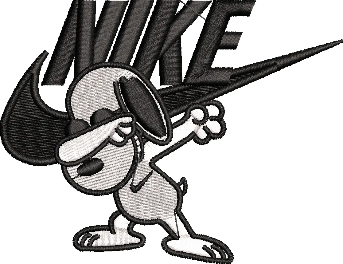 Nike Logo with Dabbing Dog Cartoon  embroidery pattern preview
