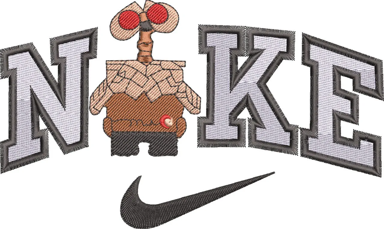  Nike Logo with E T Character in Collegiate Style  embroidery pattern preview