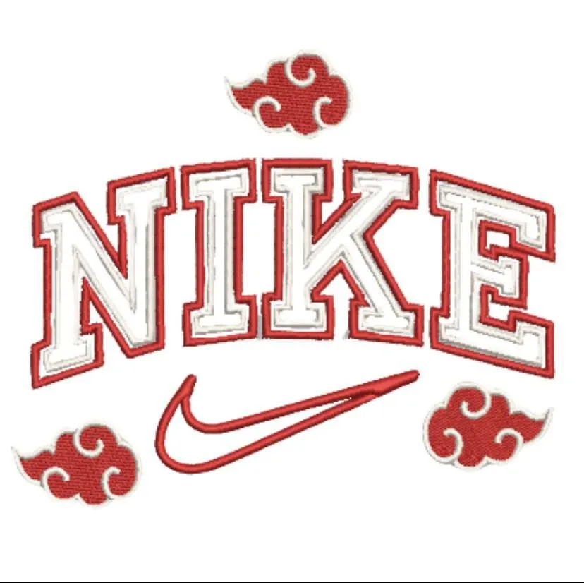  Nike Logo with Naruto Akatsuki Clouds  embroidery pattern preview