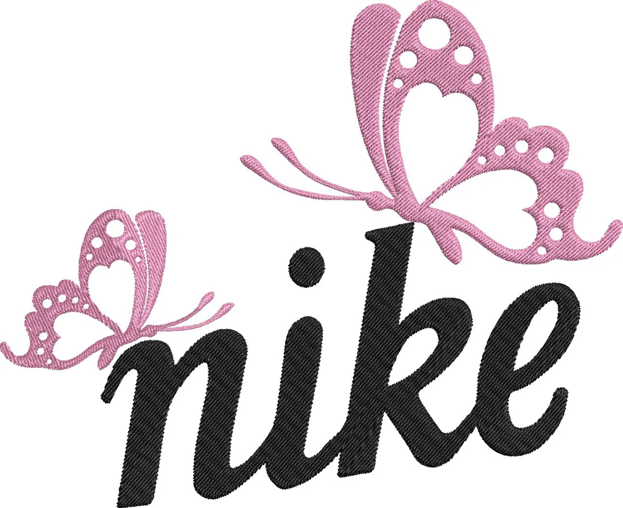  Nike Script with Pink Butterflies Embroidery  embroidery pattern preview