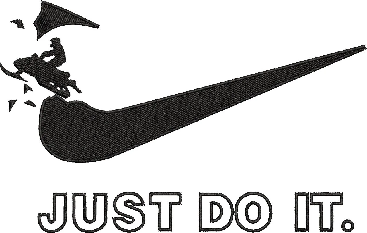  Nike Swoosh with Bull Rider and Just Do It Text  embroidery pattern preview