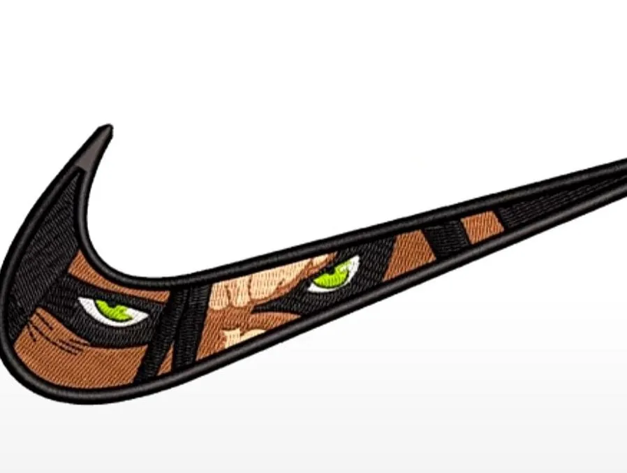  Nike Swoosh with Cartoon Eyes Detail  embroidery pattern preview