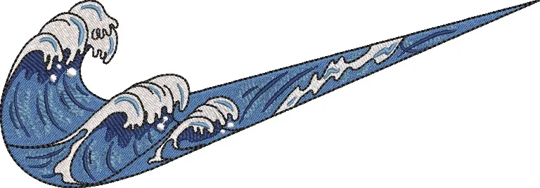  Nike Swoosh with Ocean Wave  embroidery pattern preview