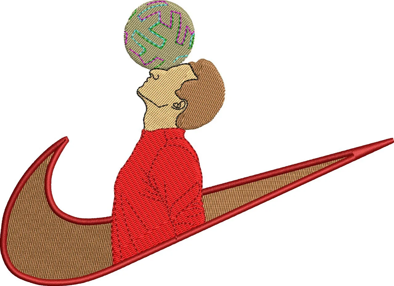  Nike Swoosh with Soccer Freestyler Embroidery  embroidery pattern preview