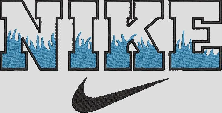  Nike Text with Blue Flames  embroidery pattern preview