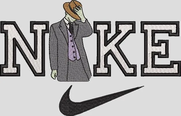  Nike Text with Dapper Man and Swoosh  embroidery pattern preview