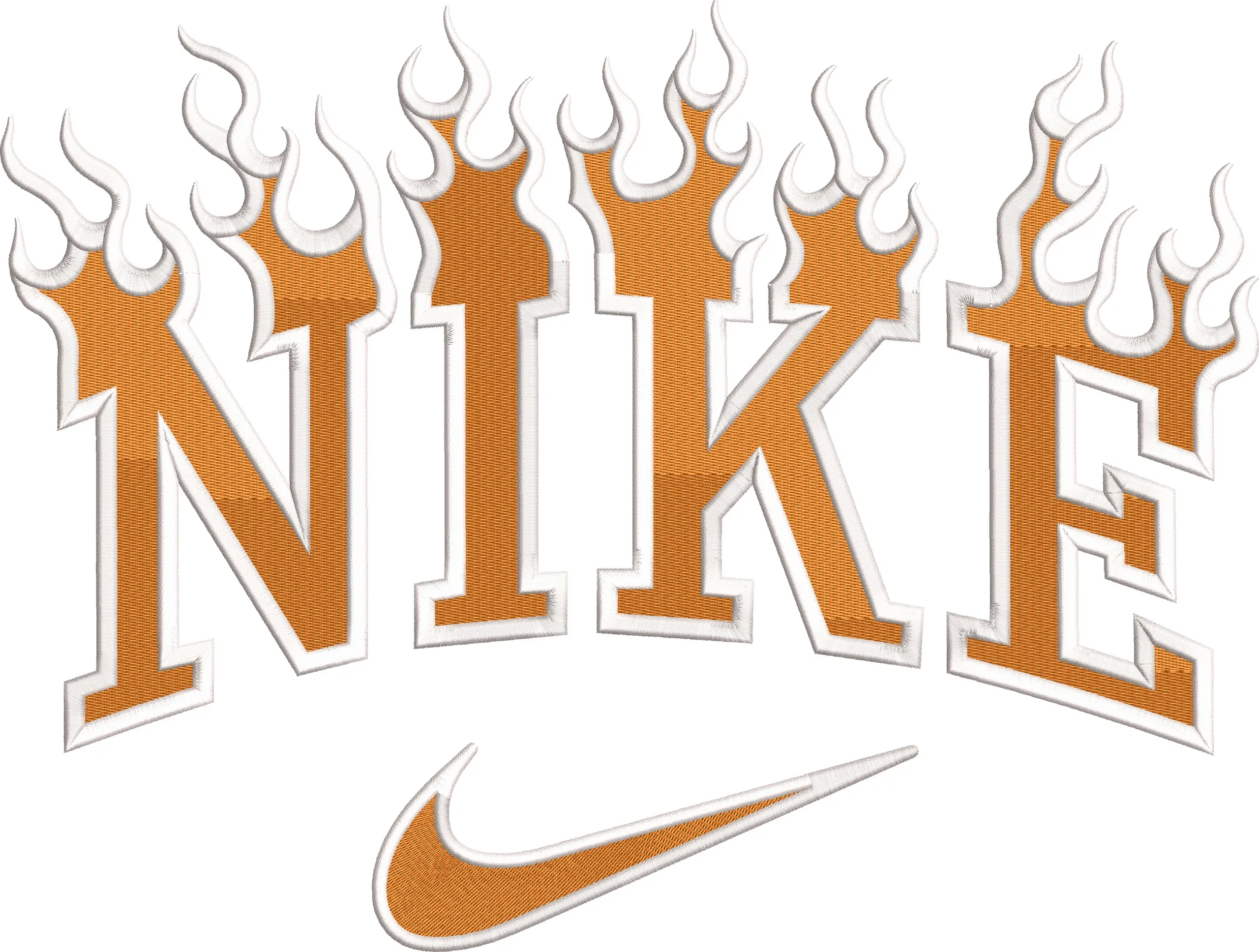  Nike Text with Flames and Swoosh  embroidery pattern preview
