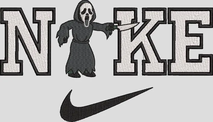  Nike Text with Ghostface and Swoosh  embroidery pattern preview