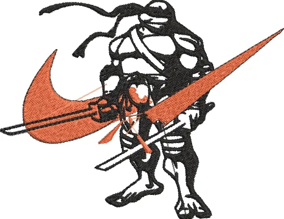  Ninja Turtle with Nike Swoosh Katana  embroidery pattern preview