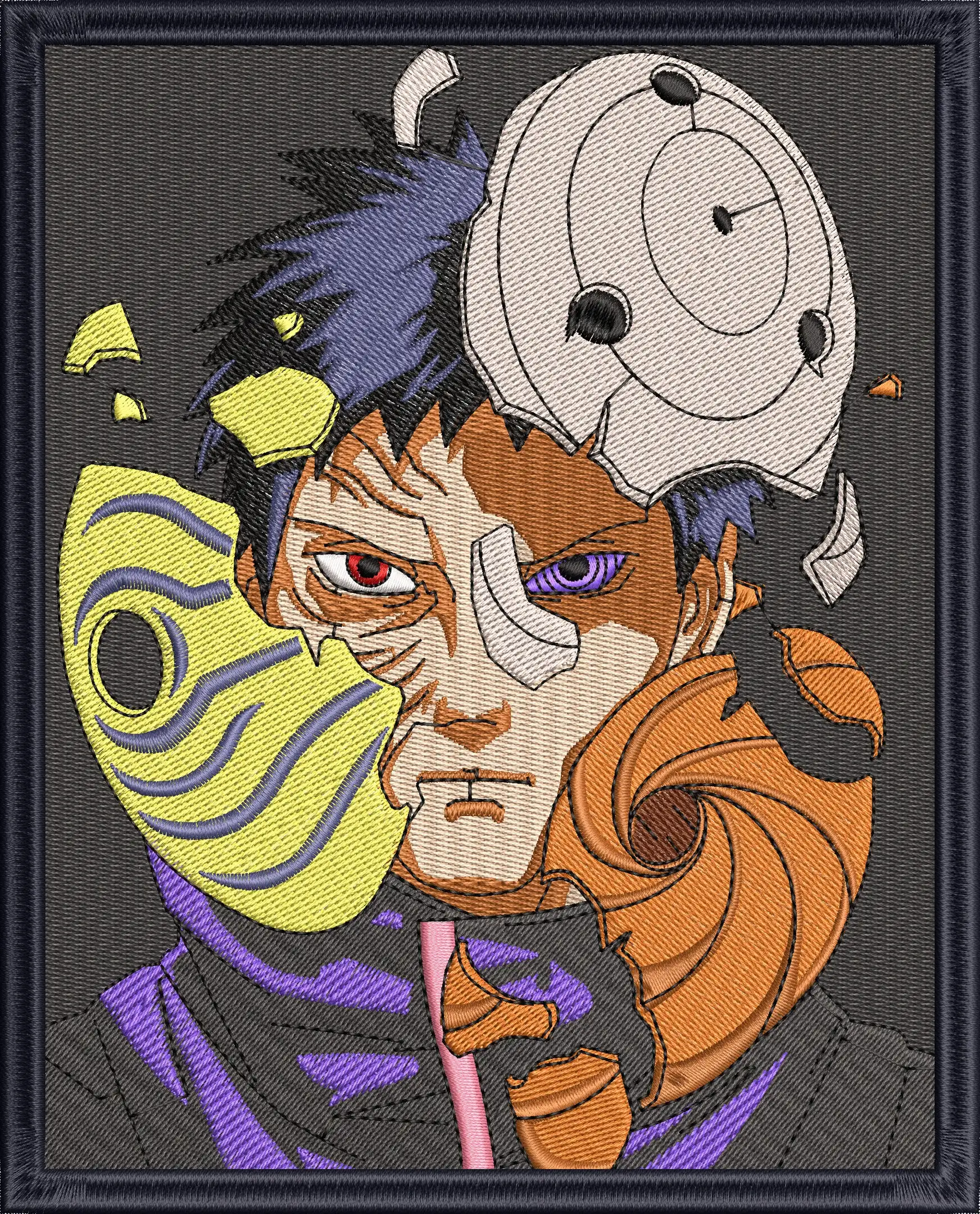  Obito Uchiha Multiple Masks Embroidery  embroidery pattern preview