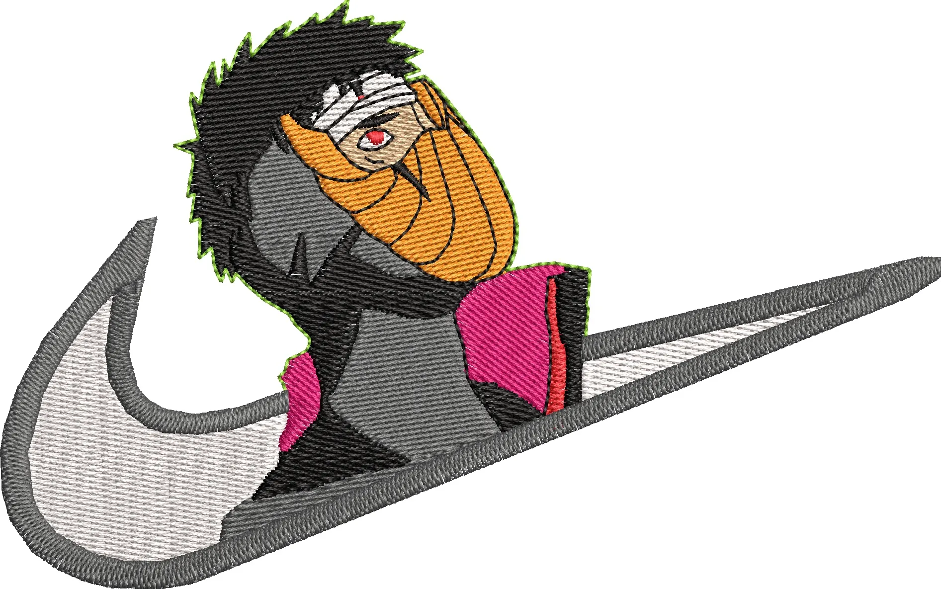  Obito Uchiha in Nike Swoosh Style Embroidery  embroidery pattern preview