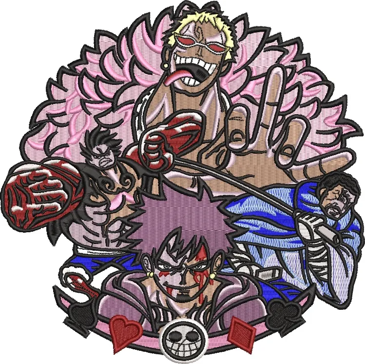  One Piece Dressrosa Arc Main Characters Patch  embroidery pattern preview